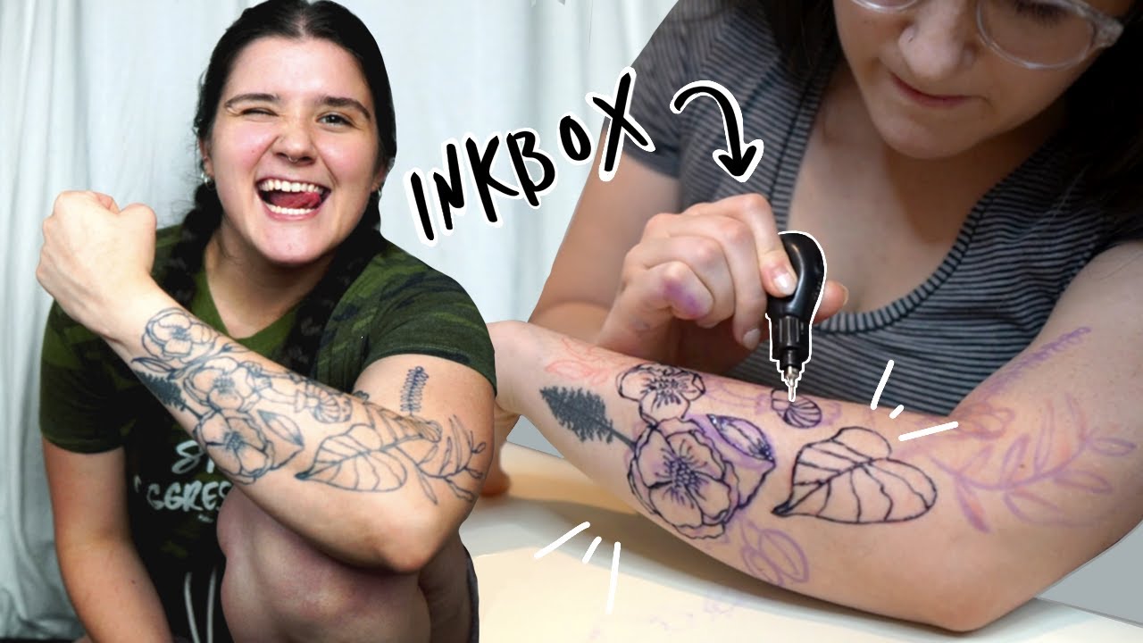 Giving Myself a Temporary Tattoo Half Sleeve (again) ✷ Inkbox Freehand MARKER Review! ✷ - YouTube